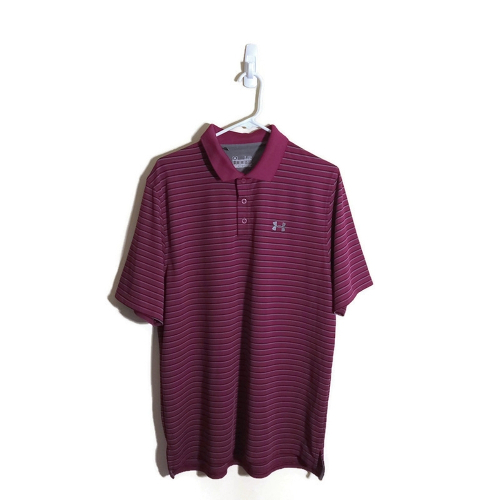 Under Armour Loose Heat Gear Mens Multistripe Polo Shirt Sz Large